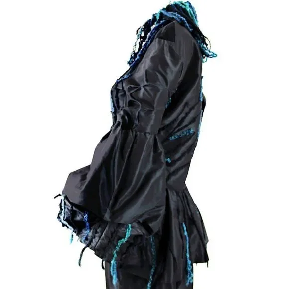 Silk Taffeta Puff Sleeve Blouse w/Embroidered Accents by MASSIMO CRIVELLI MILAN - Picture 4 of 12